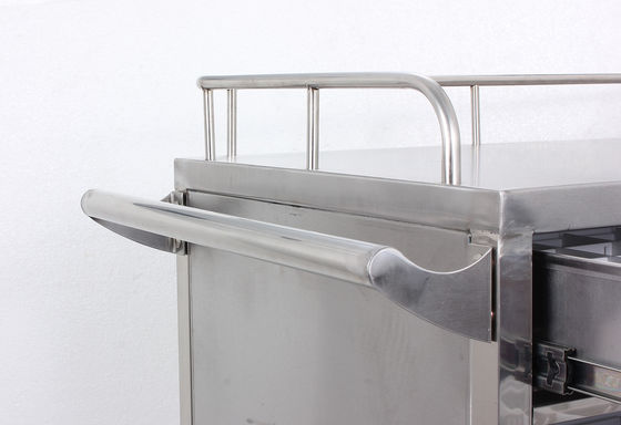 Hospital 2 Drawers And 1 Cabinet Stainless Steel  Medical Medicine Trolley
