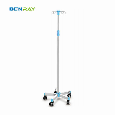Factory Cheap 5 Casters Stainless Steel Mobile Drip Stand