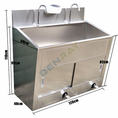 Stainless Steel Foot pedal faucet Wash Sink for 2 people