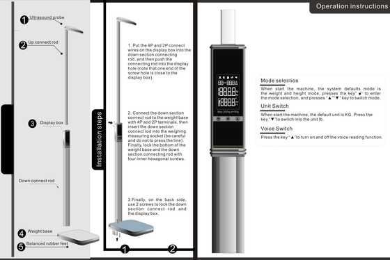 Ultrasonic Hospital Home School Use Weight Height Scale Ultrasonic height and body fat analyzer