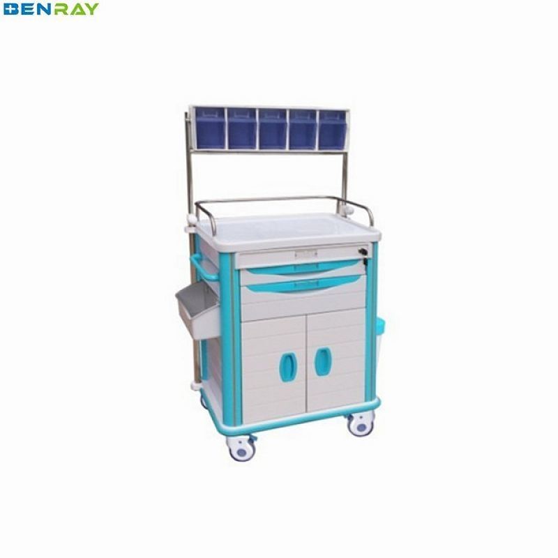 Stainless Steel Guard Rail ABS Anesthesia Trolley 625 X 475 X 920mm
