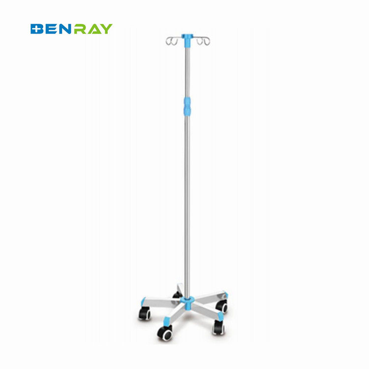 Factory Cheap 5 Casters Stainless Steel Mobile Drip Stand