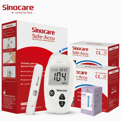 Medidor de Glicose no Sangue Monitor de Glicose no Sangue Medidor de Glicose no Sangue com 50 tiras de teste e 50 lancetas estéreis