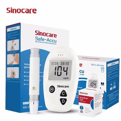 Medidor de Glicose no Sangue Monitor de Glicose no Sangue Medidor de Glicose no Sangue com 50 tiras de teste e 50 lancetas estéreis